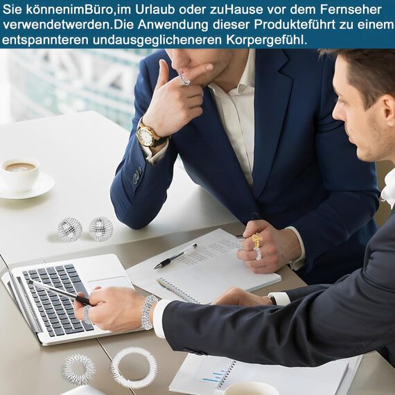 ElevaPulse 10 Stück Skills Set, 2 Verstellbare Anti Stress Ring, 2 Igelball Massageball, 4 Akupressur Ring, 2 Massage Armbände, Für Stress Relief Oder Massage