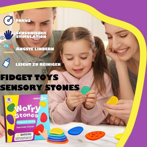 Fidget Toys Sensory Stones 6 Stück, Stressabbau Sensorik Spielzeug Anti Stress Spielzeug, Sensory Toys Für Stress, Angst, Adhs & Autismus