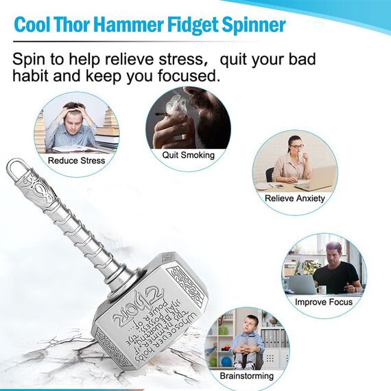 Thor Hammer Fidget-Spielzeug-Set mit Unendlichkeitssymbol, Fidget Cube Block Flippy Kette, Fidget Hammer, Schild, Fidgit Spinner, Anti-Stress-Anspannung, Geschenk für Teenager, Kinder, ADHS, Autismus