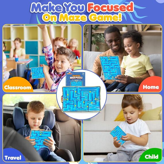 JoyJoyful 2 Stück Labyrinth Spiel Sensorik Spielzeug, GelgefüLlte Anti Stress Autismus Spielzeug für Kinder Jugendliche, Fidget Squishy Toy Anxiety ADHD Toys, Beruhigend Bei Stress Angst(Rot & Blau)