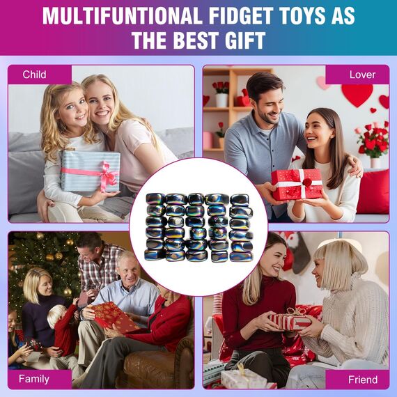 Kezidhp 30 Stück Magnetsteine aus Hämatit - Magnetspiel für Erwachsene, Anti-Stress Kugel & Kreatives Konstruktionsspielzeug - Entspannendes Magnetisches Geduldspiel Geschenk ASMR