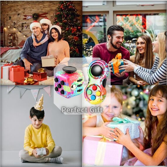 Steemjoey 2Pcs Anti-Stress Würfel Spielzeug, Fidget Toy Cube, Fidget Pad Controller zum Stressaubbau bei Nervösität für ADD, ADHS, Autismus, Teenager, Kinder, Erwachsene (Farbe)