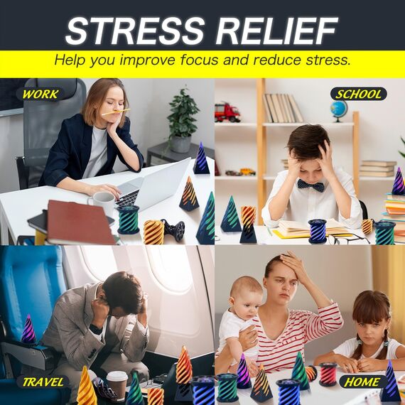 Impossible Cone (3PCS), 3D-Druck Spiral Cone Fidget Toy, Pyramid Spirale Spielzeug Passthrough Sculpture, Skulptur Stress Relief Desktop Dekorationen Spielzeug für Kinder Erwachsene Geschenk (Green)