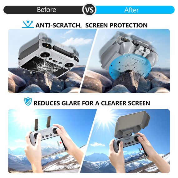 Mini 5 Pro Sonnenhaube Für DJI RC 2 Controller,3-IN-1 Sonnenschirm Joysticks Bildschirmschutz Für Dji Mini 5/4 Pro Zubehör,Anti-Scratch Soft Microfaser Futter Abdeckung (nur Für DJI RC 2)