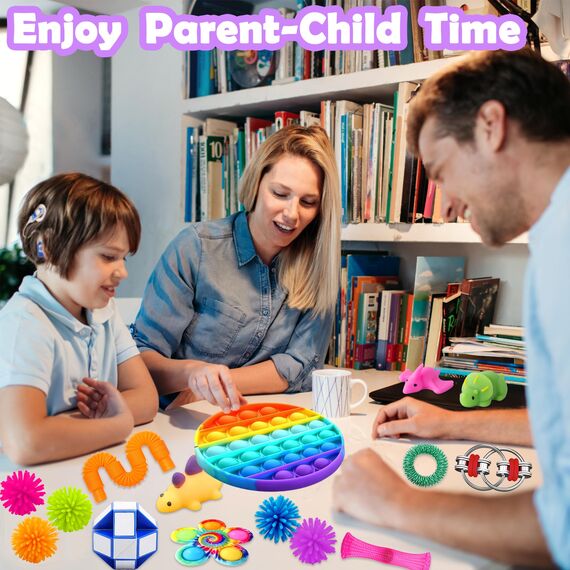 Chennyfun Stressabbau-Set, 30 Pcs Sensory Zappeln Anti-Stress Spielzeug - Infinity Cube Sensorisches Set, Fidget Toys Für Kinder Mit Angstlust, Autismus Und ADHS