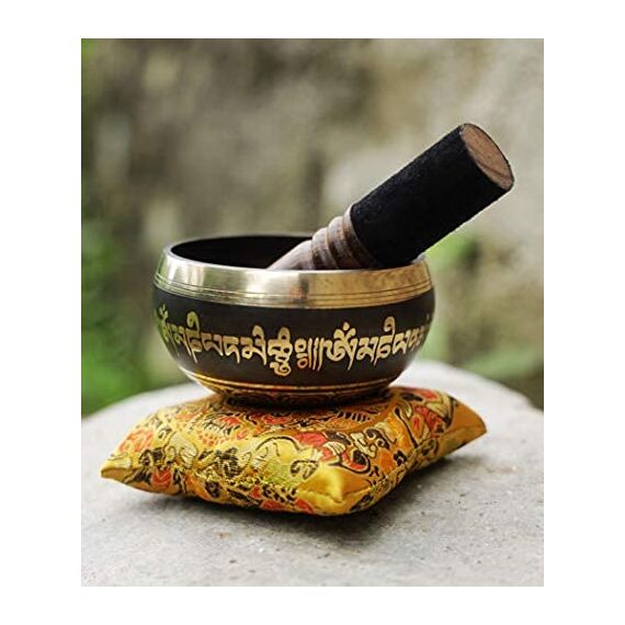 Tibetisches Klangschalen-Set – einfach zu spielen, authentisch handgefertigt für Meditation, Klangschale, Chakra, Yoga, Heilung, 10,2 cm, von Himalayan Bazaar