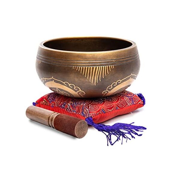 Tibetisches Klangschalen-Set – einfach zu spielen, authentisch handgefertigt für Meditation, Klangschale, Chakra, Yoga, Heilung, 10,2 cm, von Himalayan Bazaar