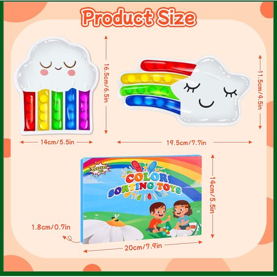 Acsatont 2 Stück Fidget Toys Farbsortierspielzeug, Sensorik Spielzeug, Regenbogen Anti Stress Spielzeug zum Quetschen, Kneten und Entspannen Verwendet