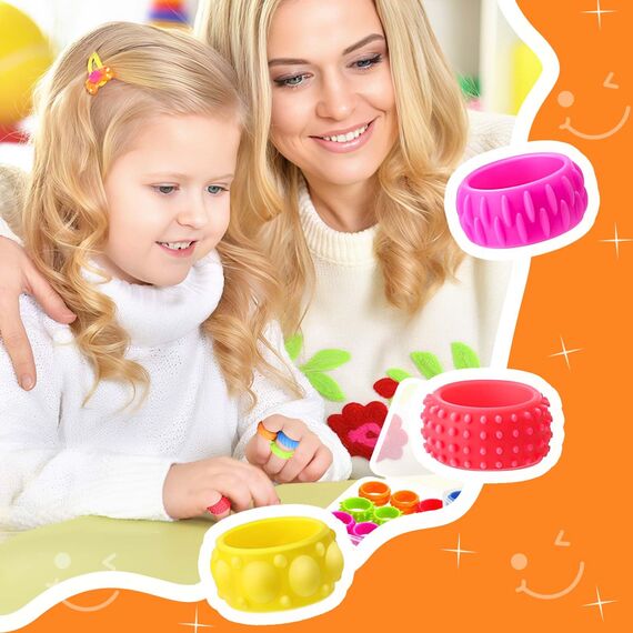 Cofvetia 12 Stück Zappelspielzeuge für Kinder, Fidget Ring Toys für Kinder Erwachsene, Fidget Squishy Toy Anxiety ADHD Toys, Beruhigend Bei Stress Angst