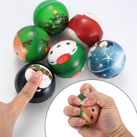 12 Stück Stressball Erwachsene, Weihnachten Anti Stress Bälle, Antistressbälle, Anti Stress Balls, Antistressball für Weihnachten Mitgebsel Gastgeschenke, Linderung von Angst und Wut
