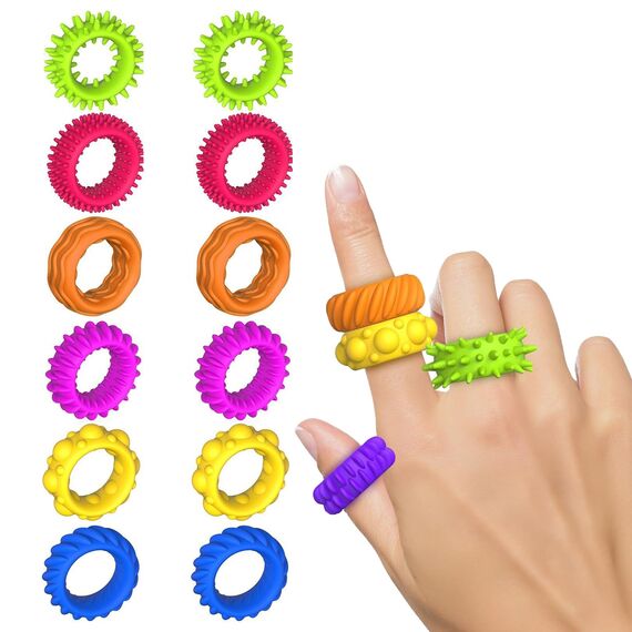 12 Stück Anti Stress Ring Squishy,2025 Fidget Ring Toys für Kinder Sensorik,Anti Stress Spielzeug Sensory,Stressring Anti Anxiety Toy ADHS Spielzeug,Fidget Toys Erwachsene Autismus Stressabbau