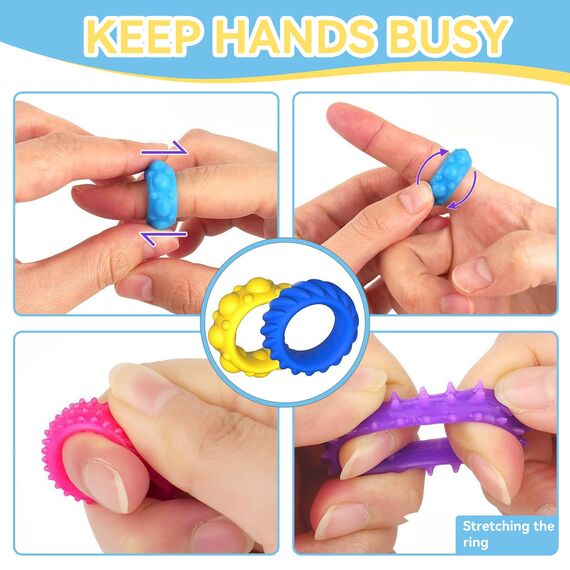 12 Stück Anti Stress Ring Squishy,2025 Fidget Ring Toys für Kinder Sensorik,Anti Stress Spielzeug Sensory,Stressring Anti Anxiety Toy ADHS Spielzeug,Fidget Toys Erwachsene Autismus Stressabbau