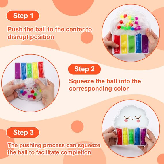 Acsatont 2 Stück Fidget Toys Farbsortierspielzeug, Sensorik Spielzeug, Regenbogen Anti Stress Spielzeug zum Quetschen, Kneten und Entspannen Verwendet