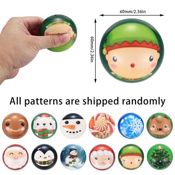 12 Stück Stressball Erwachsene, Weihnachten Anti Stress Bälle, Antistressbälle, Anti Stress Balls, Antistressball für Weihnachten Mitgebsel Gastgeschenke, Linderung von Angst und Wut