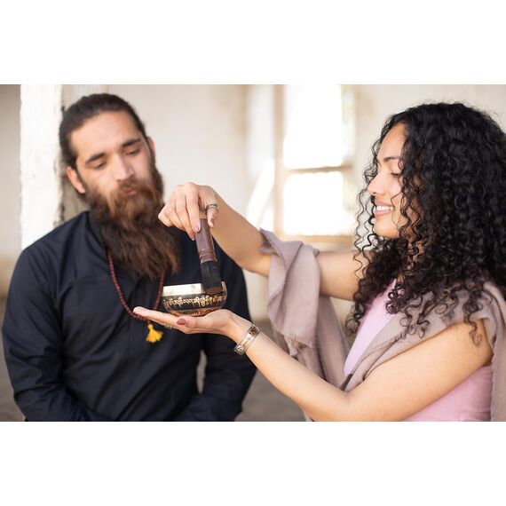 Tibetisches Klangschalen-Set – einfach zu spielen, authentisch handgefertigt für Meditation, Klangschale, Chakra, Yoga, Heilung, 10,2 cm, von Himalayan Bazaar