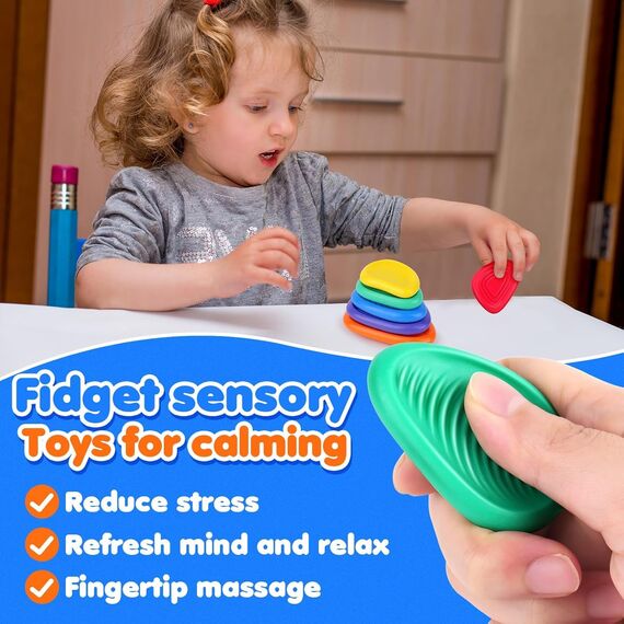 JoyJoyful Fidget Stones Toys für Kinder Erwachsene, 6 Stück Sensorik Autismus für Spielzeug, Anti Stress Autismus Spielzeug, Fidget Squishy Toy Anxiety ADHD Toys, Beruhigend Bei Stress Angst
