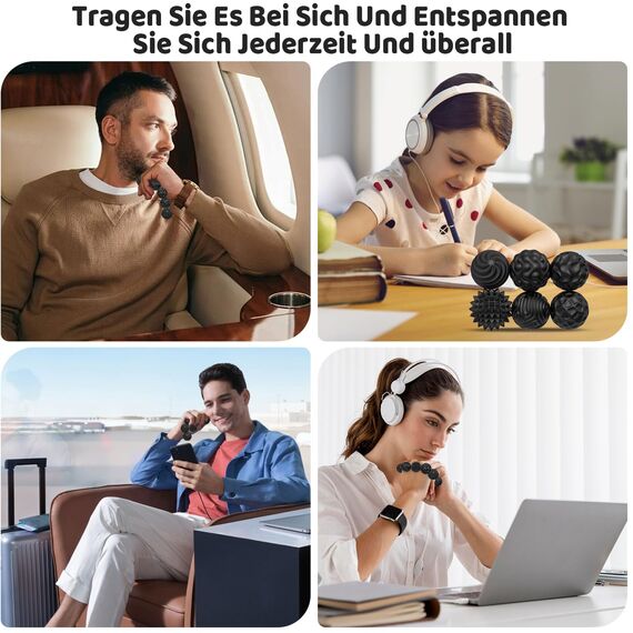 6 Stück Magnetische Sensorik Bälle Kugeln, Magnetische Stressbälle Magnetkugeln Stressball aus Silikon, Sensorik Spielzeug Fidget Bälle mit 6 Texturen, Anti-Stress Spielzeug für Erwachsene (Schwarz)