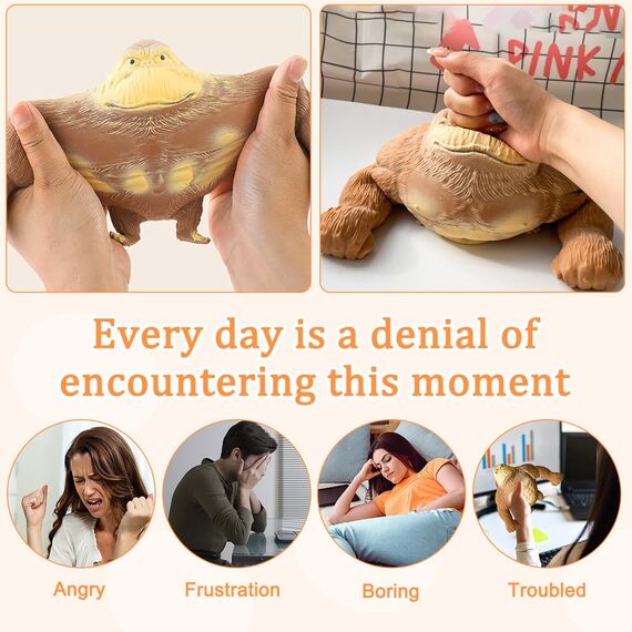 LGZIN Gorilla Stressabbau Spielzeug, 16 x 17 cm Gorilla Stress Toy, Squishy Monkey Toy, Gorillas-Figur zum Stressabbau, Figuren Stretch-Spielzeug, Stress Relief Toys für Kinder und Erwachsene