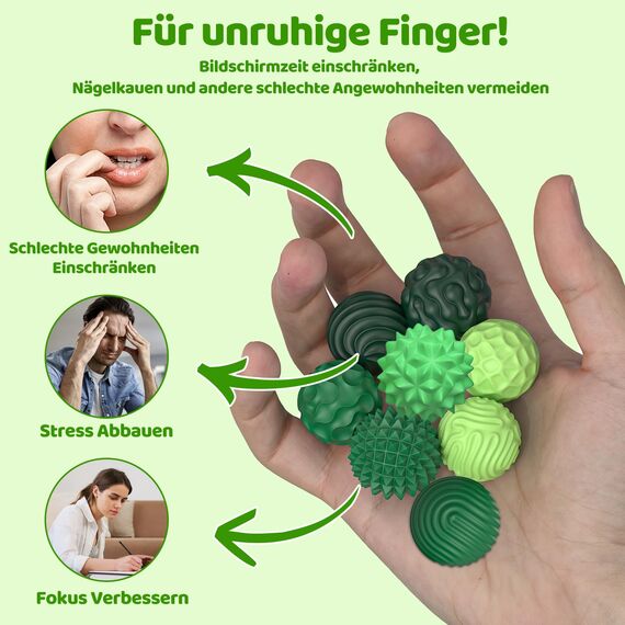 8 STK Magnetische Kugeln Stressball Fidget Balls Silikon Magnetische Stressbälle Sensorik Bälle mit 8 Texturen, Anti-Stress Spielzeug Hilfsmittel Autismus & ADHS Fidget Toys für Erwachsene Stressabbau