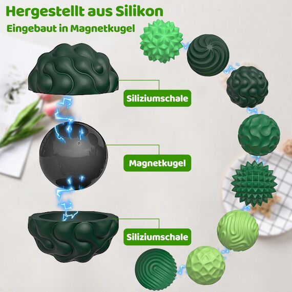 8 STK Magnetische Kugeln Stressball Fidget Balls Silikon Magnetische Stressbälle Sensorik Bälle mit 8 Texturen, Anti-Stress Spielzeug Hilfsmittel Autismus & ADHS Fidget Toys für Erwachsene Stressabbau