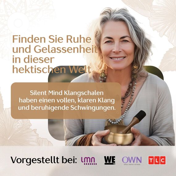 Silent Mind Klangschale Ø9 cm Bronze – Handgefertigtes Komplett-Set mit Kissen und Klöppel, für Anfänger geeignet, klarer stabiler Klang, ideal für Meditation und Achtsamkeit