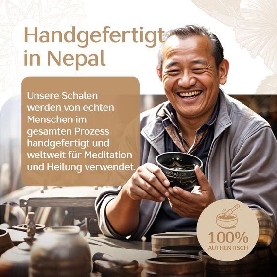 Silent Mind Klangschale Ø10 cm Bronze – Handgefertigtes Komplett-Set mit Kissen und Klöppel, für Anfänger geeignet, klarer stabiler Klang, ideal für Meditation und Achtsamkeit