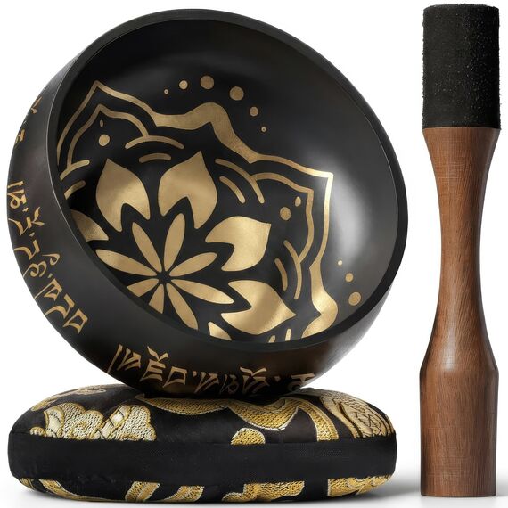 Silent Mind Klangschale Ø10 cm Bronze – Handgefertigtes Komplett-Set mit Kissen und Klöppel, für Anfänger geeignet, klarer stabiler Klang, ideal für Meditation und Achtsamkeit