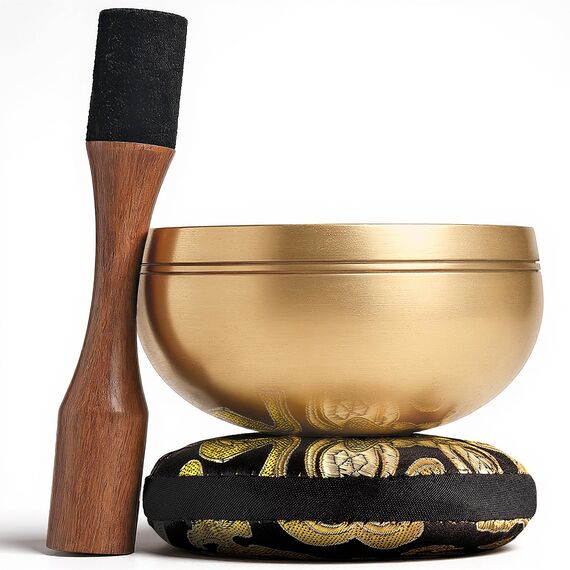 Silent Mind Klangschale Ø9 cm Bronze – Handgefertigtes Komplett-Set mit Kissen und Klöppel, für Anfänger geeignet, klarer stabiler Klang, ideal für Meditation und Achtsamkeit