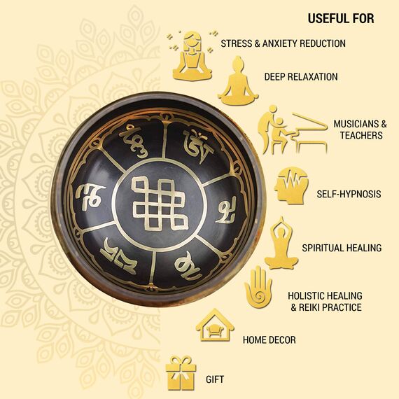 Tibetisches Klangschalen-Set – einfach zu spielen, authentisch handgefertigt für Meditation, Klangschale, Chakra, Yoga, Heilung, 10,2 cm, von Himalayan Bazaar