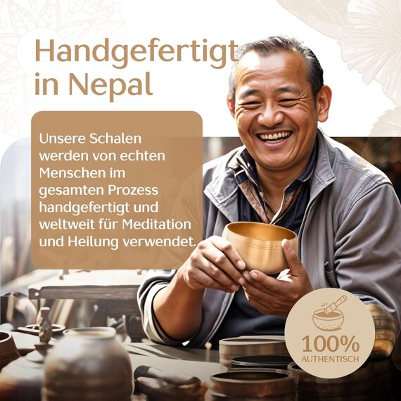 Silent Mind Klangschale Ø9 cm Bronze – Handgefertigtes Komplett-Set mit Kissen und Klöppel, für Anfänger geeignet, klarer stabiler Klang, ideal für Meditation und Achtsamkeit