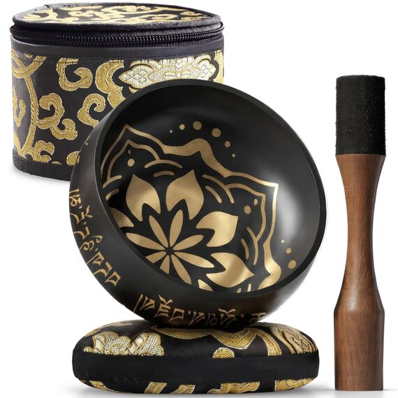 Silent Mind Klangschale Ø10 cm Bronze – Handgefertigtes Komplett-Set mit Kissen und Klöppel, für Anfänger geeignet, klarer stabiler Klang, ideal für Meditation und Achtsamkeit