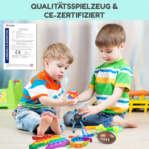 Fidget Toys Set – Anti Stress Spielzeug für Kinder und Erwachsene – Skills Set zur Stressbewältigung und Konzentrationssteigerung – Autismus und ADHS Spielzeug mit Pop It Stressball Infinity Cube