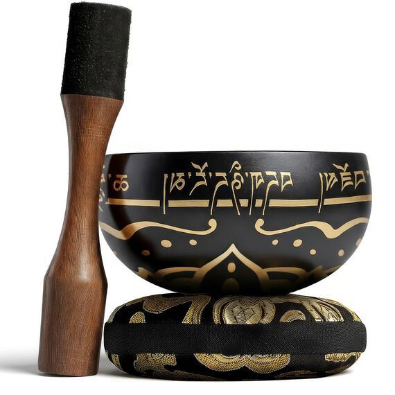 Silent Mind Klangschale Ø10 cm Bronze – Handgefertigtes Komplett-Set mit Kissen und Klöppel, für Anfänger geeignet, klarer stabiler Klang, ideal für Meditation und Achtsamkeit