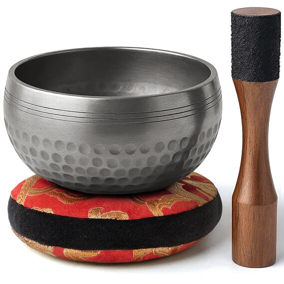 Silent Mind Klangschale Ø9 cm Bronze – Handgefertigtes Komplett-Set mit Kissen und Klöppel, für Anfänger geeignet, klarer stabiler Klang, ideal für Meditation und Achtsamkeit