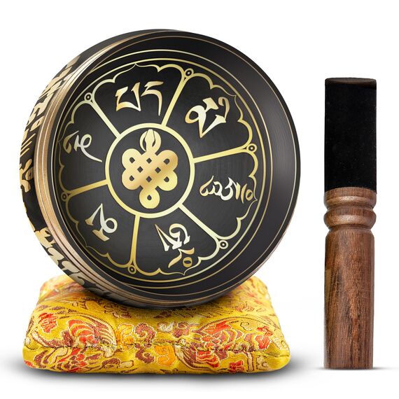 Tibetisches Klangschalen-Set – einfach zu spielen, authentisch handgefertigt für Meditation, Klangschale, Chakra, Yoga, Heilung, 10,2 cm, von Himalayan Bazaar