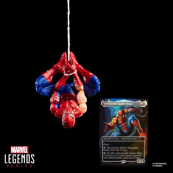 Hasbro Marvel Legends Series Magic: The Gathering Spider-Man mit Kampfspuren, Action-Figur Plus Exklusive Foil Sammelkarte