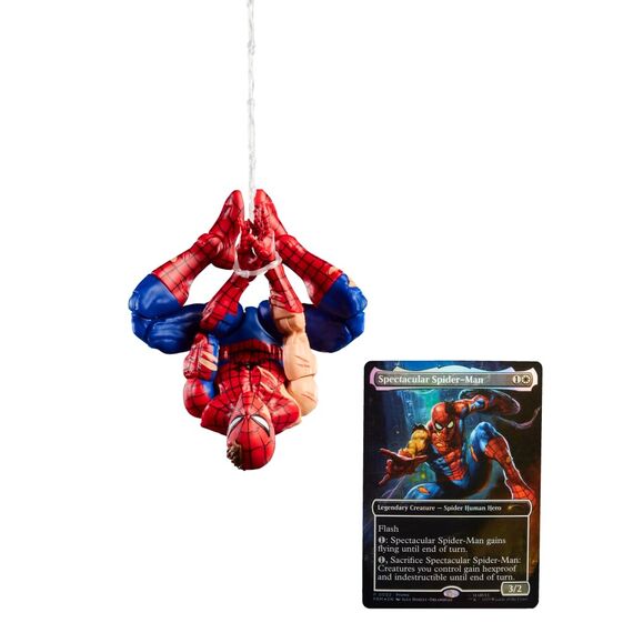 Hasbro Marvel Legends Series Magic: The Gathering Spider-Man mit Kampfspuren, Action-Figur Plus Exklusive Foil Sammelkarte