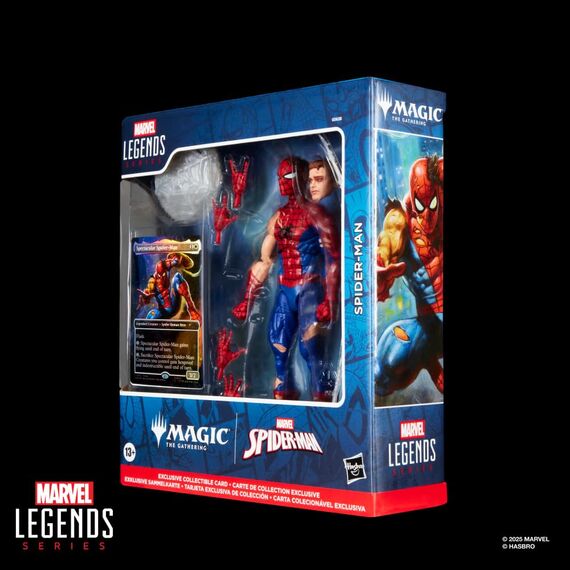 Hasbro Marvel Legends Series Magic: The Gathering Spider-Man mit Kampfspuren, Action-Figur Plus Exklusive Foil Sammelkarte
