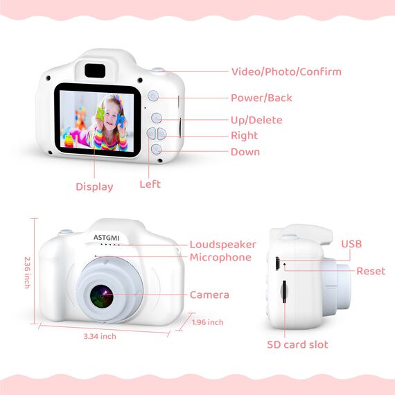 Kinder Kamera, 2.0”Display Digitalkamera ，Geschenke für 3 4 5 6 8 7 9 10 11 12Jahre Jungen und mädchen, 1080P HD Anti-Drop Fotoapparat Kinder für Geburtstagsgeschenk Weihnachten Spielzeug