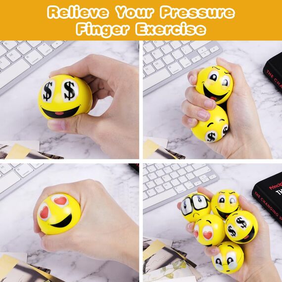 Ainiv Stress Bälle, 20 Stück Stressball, Antistressball für Kinder, Erwachsene, Lächeln Gesicht Bälle, 4.5CM Schaum Stressabbau Bälle Stressabbau Spielzeug für Kindergeburtstag Mitgebsel