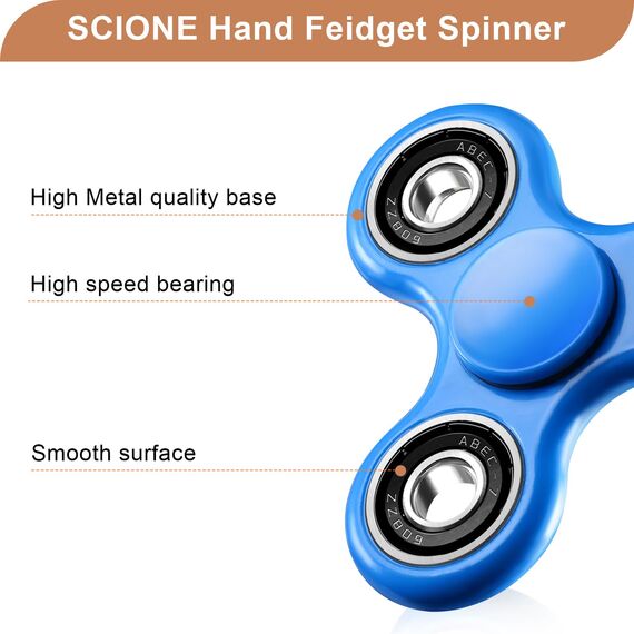 SCIONE Fidget Spinner Sensory Hand Fidget Spielzeug,Angst Stress Relief Party Geschenke für Kinder und Erwachsene Goodie Bag Stuffers(Blau)
