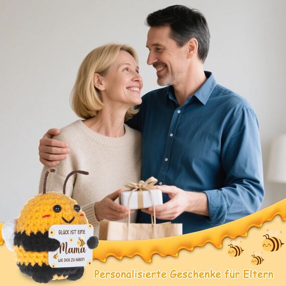 WenmthG Geschenke für Mama Pocket Hug Positive Biene Deutsch Glücksbringer zum Muttertag Weihnachten Geburtstag, Mama Geschenke Geburtstag Bee Happy Biene Positive Kartoffel Deutsch Ersatz - 1 St