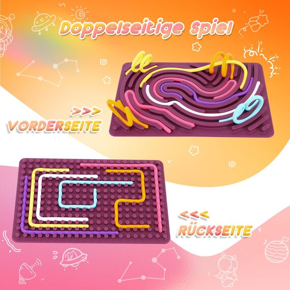 ddLUCK Sensorik Spielzeug Activity Board, Silikon Fidget Toys für Autismus ADHS, Anti Stress Anxiety Sensory Reise Spiel für Kinder ab 2 Jahr & Erwachsene, mit Reisetasche & 20 Zubehör Schnüren