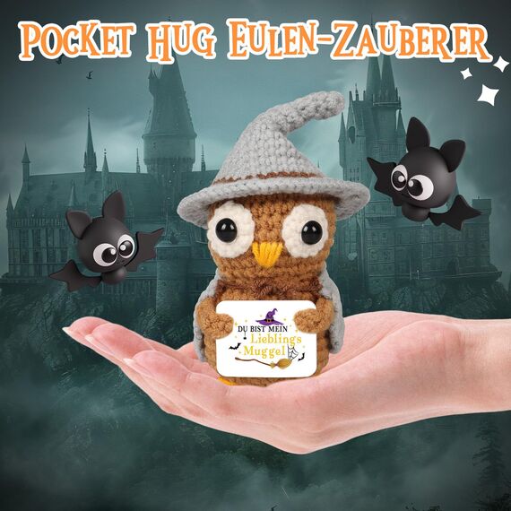 WenmthG Anti Stress Kleines Geschenk Gestrickte Eule für Frauen Männer Freunde Kollegen und Familie, Lustige Geschenke Pocket Hug Magische Eule Positive Kartoffel Deutsch Ersatz - 1 St