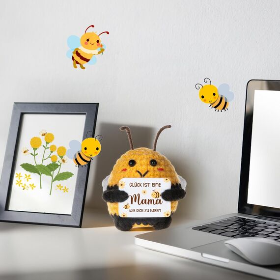WenmthG Geschenke für Mama Pocket Hug Positive Biene Deutsch Glücksbringer zum Muttertag Weihnachten Geburtstag, Mama Geschenke Geburtstag Bee Happy Biene Positive Kartoffel Deutsch Ersatz - 1 St