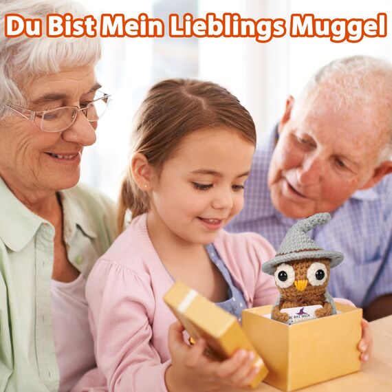 WenmthG Anti Stress Kleines Geschenk Gestrickte Eule für Frauen Männer Freunde Kollegen und Familie, Lustige Geschenke Pocket Hug Magische Eule Positive Kartoffel Deutsch Ersatz - 1 St