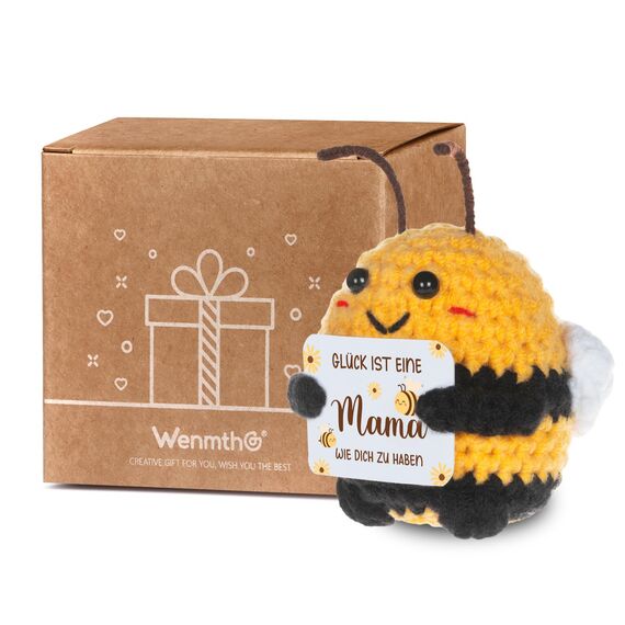 WenmthG Geschenke für Mama Pocket Hug Positive Biene Deutsch Glücksbringer zum Muttertag Weihnachten Geburtstag, Mama Geschenke Geburtstag Bee Happy Biene Positive Kartoffel Deutsch Ersatz - 1 St
