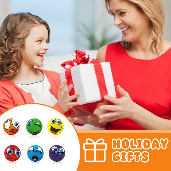 12 Stück Stressbälle, Schaumstoffball, Antistressball, Knautschball, Wutball für Kinder, Fußball Stressbälle, Lustige Gesichter Softball, Anti Stress Spielzeug für Kinder und Erwachsene