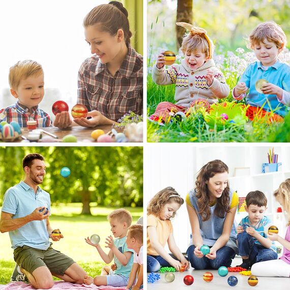 Ainiv Anti Stress Spielzeug Bälle, 12 Stück Planetenmuster Stressball, 6cm Schaum Stressabbau Bälle, Stressabbau Spielzeug für Erwachsene Mitgebsel Gastgeschenke Weihnachten