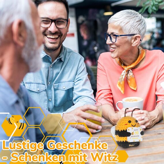 WenmthG Pocket Hug Positive Biene Glücksbringer zum 30 Geburtstag Geschenke für Beste Freund Kollegen Frauen Männer, Anti Stress Geschenke Glücksbringer Biene Positive Kartoffel Deutsch Ersatz - 1 St